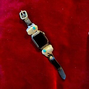 Sterling Silver Native Artist Apple Watch Band Buffalo with turquoise